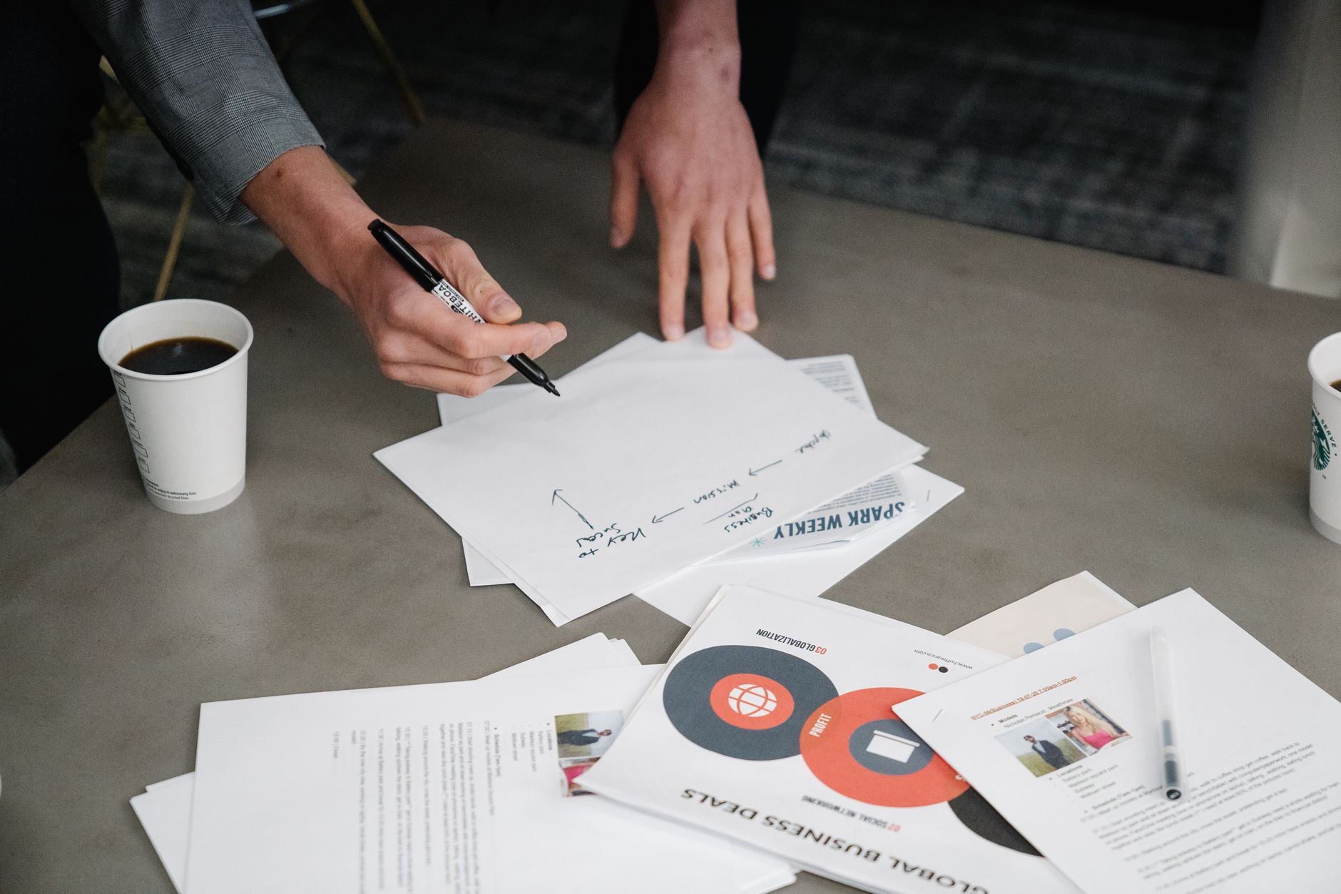 Notes manuscrites de plan d action sur un bureau