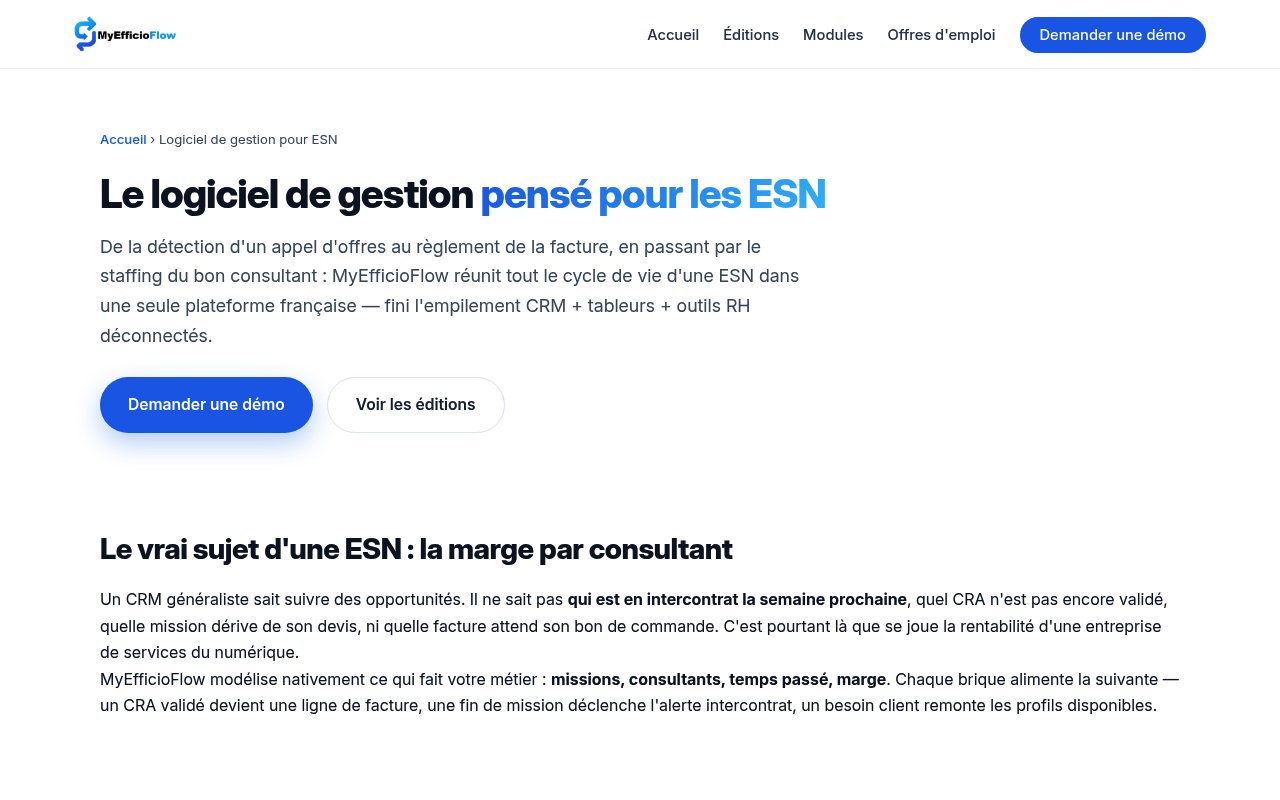 Aperçu du site MyEfficioFlow