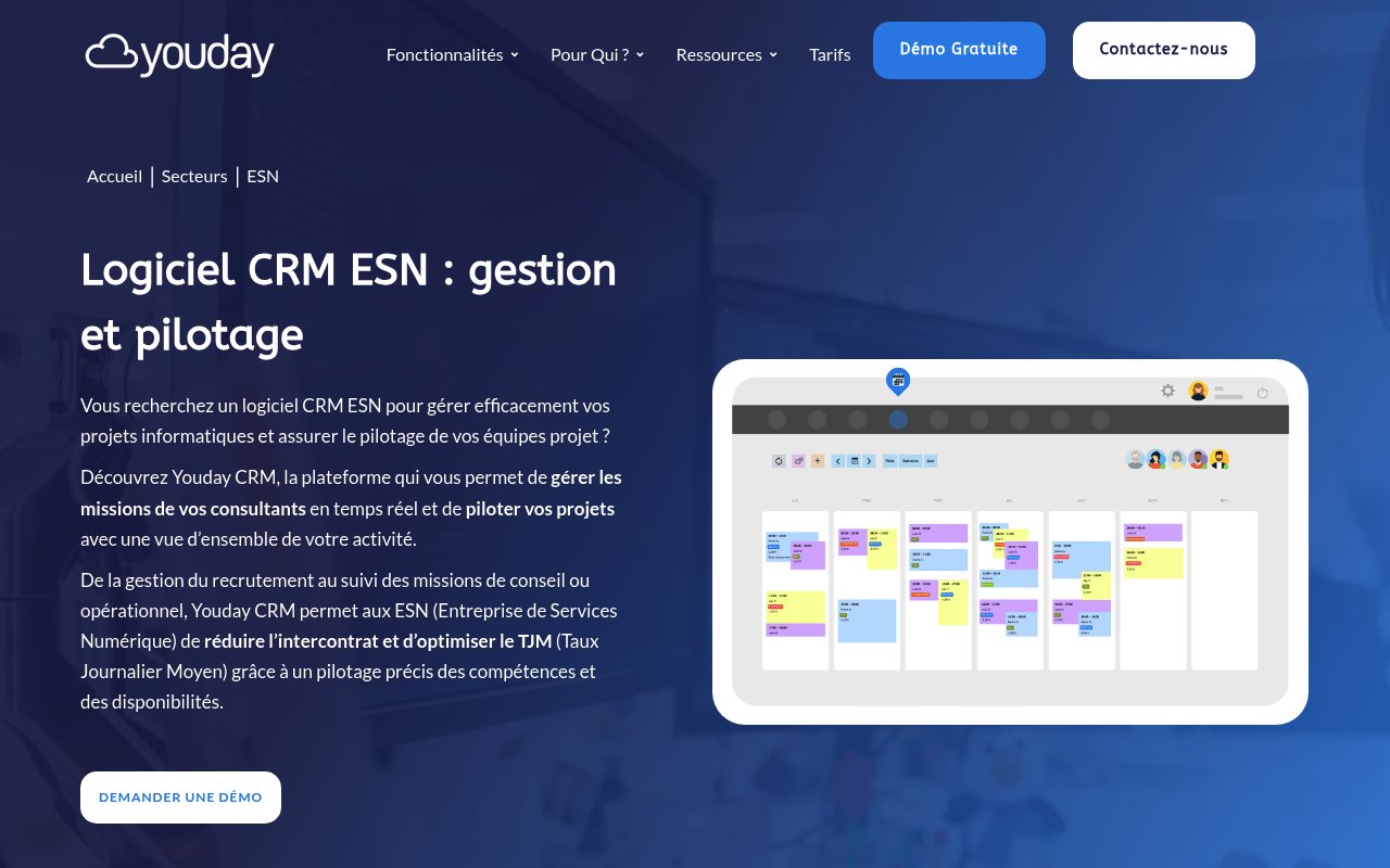 Aperçu du site Youday CRM