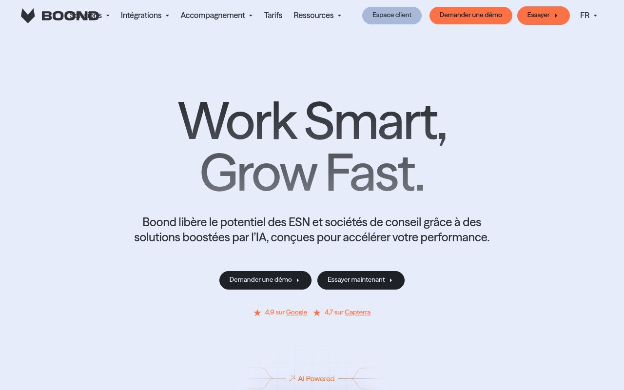 Aperçu du site BoondManager